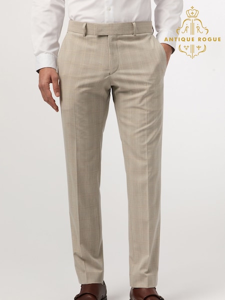 Antique Rogue Cream Putty Check Trousers (F42939) | £64