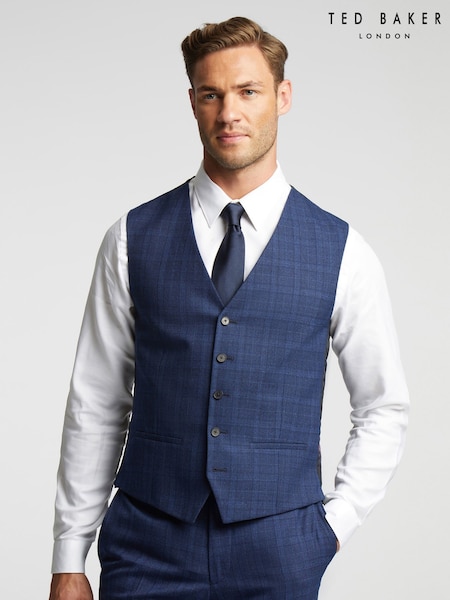 Ted Baker Blue Slim Hoyle Soft Check Waistcoat (F42957) | £110
