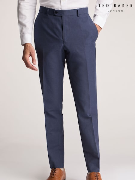 Ted Baker Blue Coxon Cotton Linen Slim Trousers (F42959) | £140