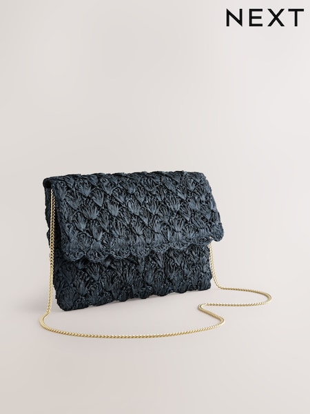 Black Straw Look Clutch Bag (F43035) | £28