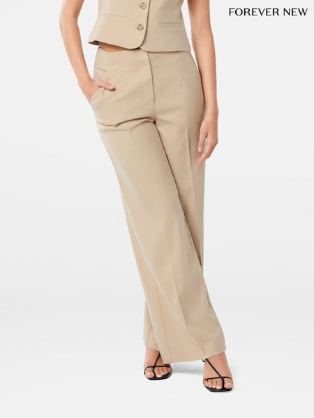Forever New Natural Frieda High Waist Wide Leg Trousers (F43127) | £60