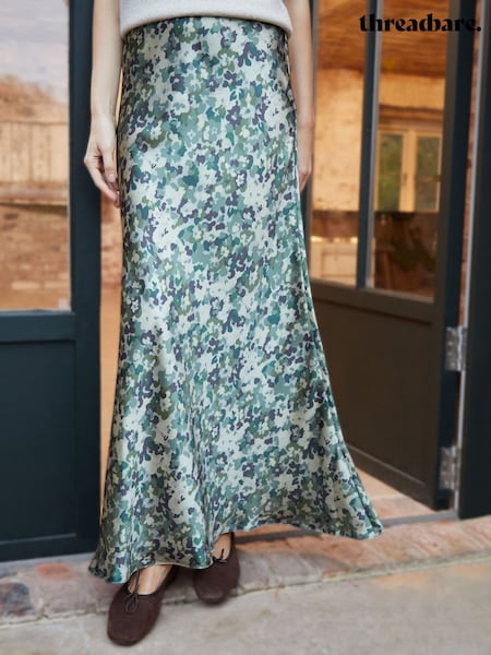 Threadbare Light Green Maxi Satin Slip Skirt (F43173) | £40