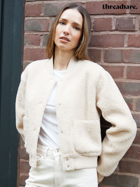 Threadbare Cream Borg Bomber Jacket (F43182) | £40