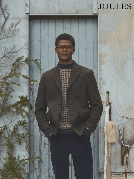 Joules Brown Wool Blend Check Blazer (F43244) | £149