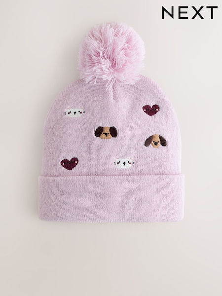 Pets Embroided Pom Beanie (3mths-10yrs) (F43275) | £8