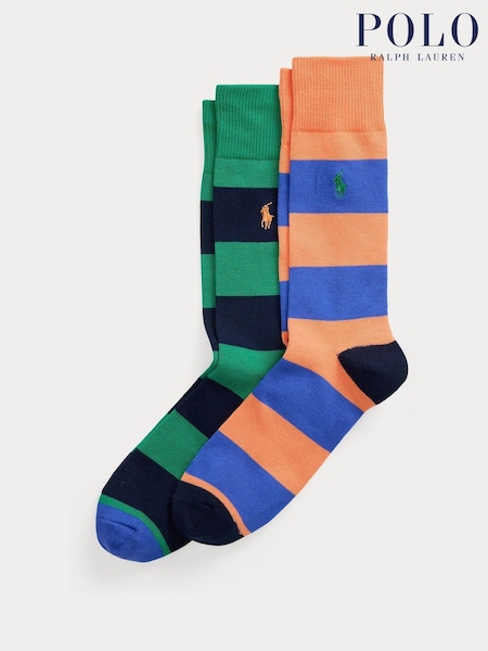 Polo Ralph Lauren Multi Crew Cotton 100% Cotton Socks 2 Pack (F43297) | £27