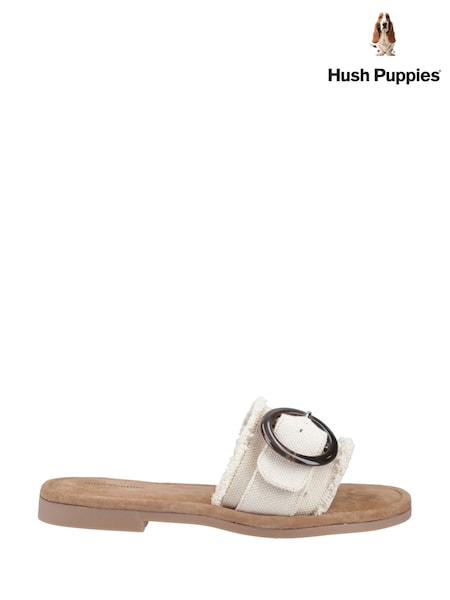 Hush Puppies Cream Hayley Buckle Slides (F43337) | £46