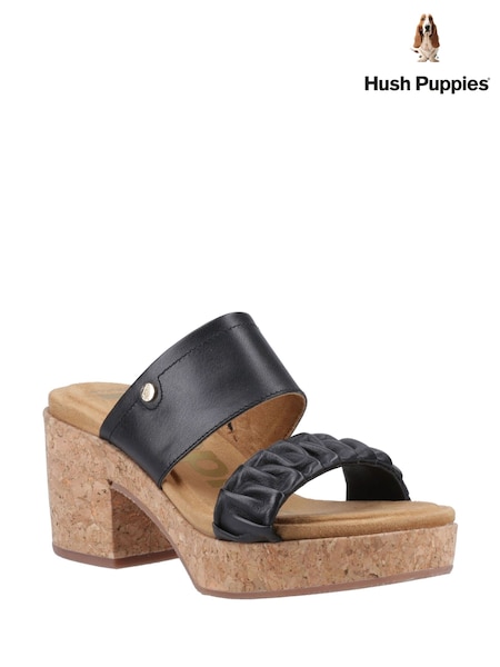 Hush Puppies Poppy Ruched Black Slides (F43383) | £95