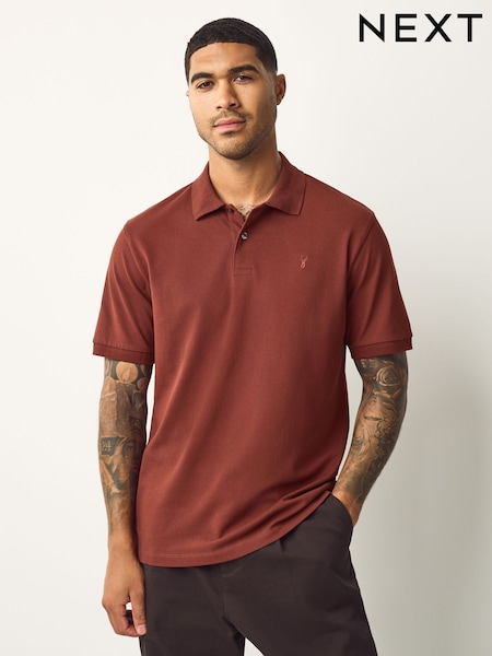 Red Rust Regular Fit Short Sleeve Pique Polo Shirt (F43490) | £18