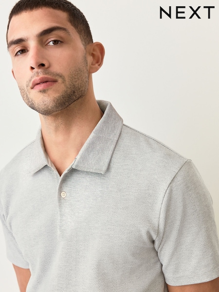 Grey Heritage Brushed Pattern Polo Shirt (F43492) | £30