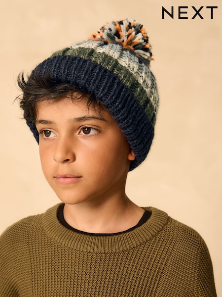 Navy Stripe Pom Beanie Hat (3mths-16yrs) (F43512) | £8 - £9
