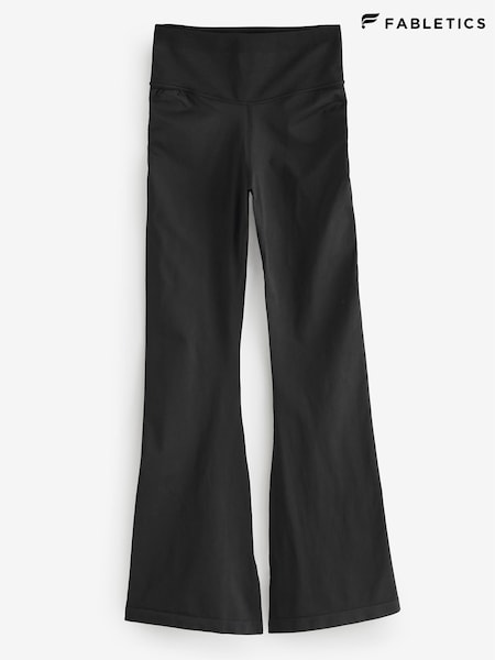 Fabletics Black Sleek Seamless High Waisted Flare Trousers (F43553) | £55