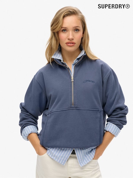 Superdry Blue Green Active Tech Logo Relaxed Half Zip Sweatshirt (F43573) | £45