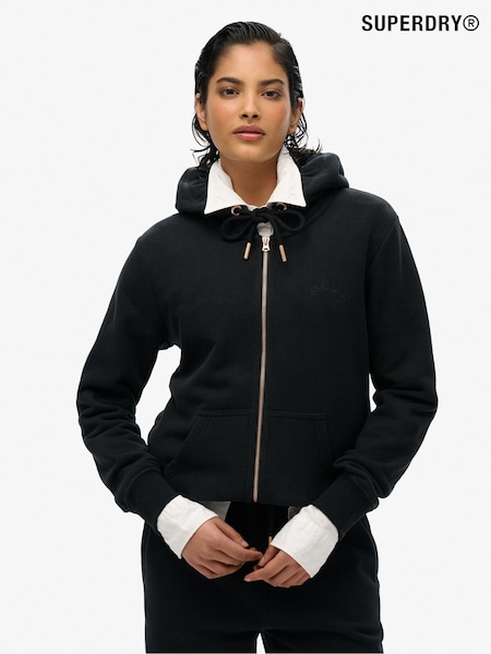 Superdry Black Essential Logo Zip Hoodie (F43592) | £50