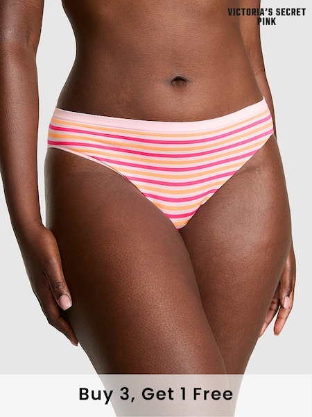 Victoria's Secret PINK Pink Tulip Stripe Bikini Seamless Knickers (F43617) | £9