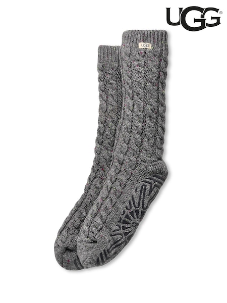 UGG Grey Elowyn Knit Fleece Lined Socks (F43747) | £35