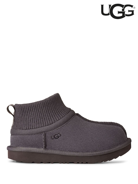 UGG Grey Kids Classic Ultra Stretch Cuff Boots (F43760) | £90