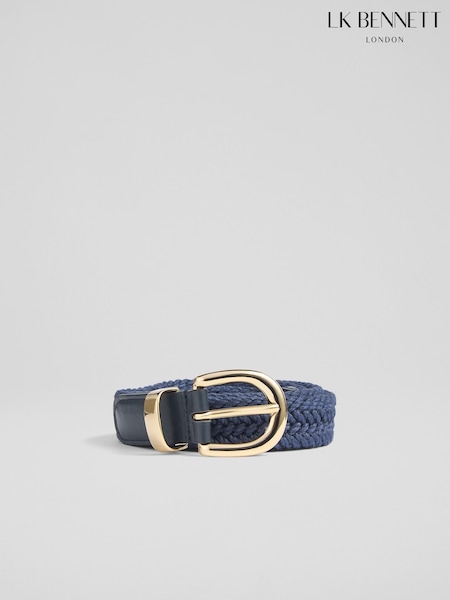 LK Bennett Blue Griffen Fabric & Nappa Leather Crochet Fabric Belt (F43783) | £99