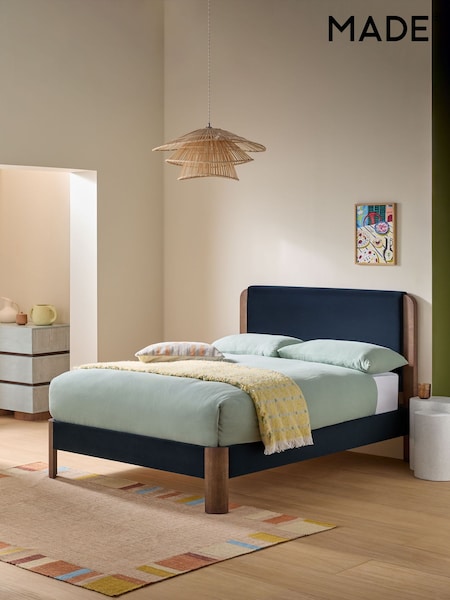 MADE.COM Velvet Dark Midnight Blue Evander Bed Bed (F43815) | £649 - £749