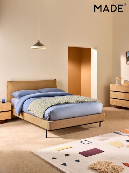 MADE.COM Soft Touch Boucle Caramel Bed Harlow (F43818) | £649 - £779