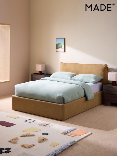 MADE.COM Soft Touch Boucle Caramel Ottoman Storage Bed Harlow (F43819) | £879 - £1,099