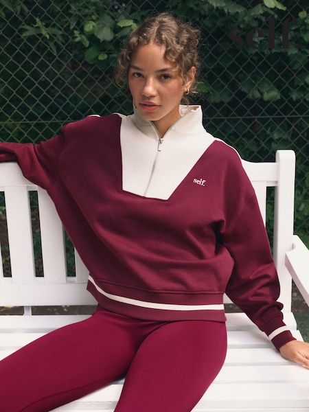 Burgundy Red Half Zip Sweatshirt (F43888) | £30