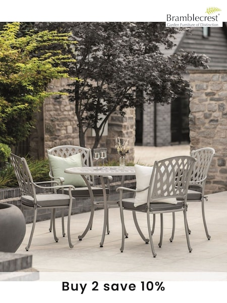 Bramblecrest Stone Rome Garden Square Table with 4 Armchairs and Seat Round Cushions (F43913) | £1,000