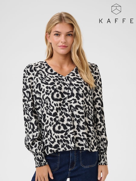 Kaffe KAalice V-Neck Long Sleeve Black Blouse (F43928) | £60