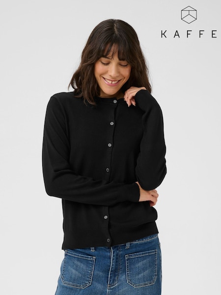 Kaffe KAlizza Buttons Round Neck Black Cardigan (F43931) | £50