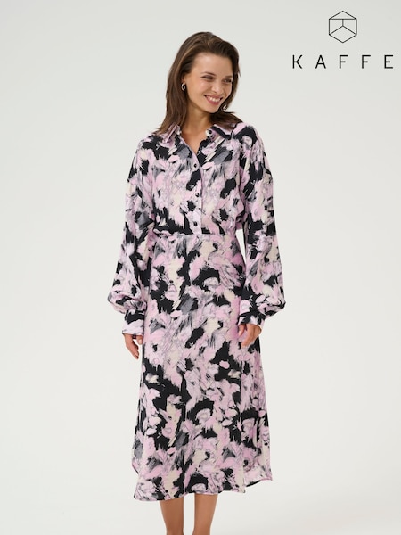 Kaffe KAvictoria Long Sleeve Black Shirt Dress (F43932) | £80