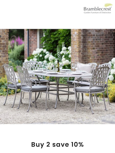 Bramblecrest Stone Rome Garden Rectangular Table with 4 Armchairs and Seat Cushions (F43933) | £1,600