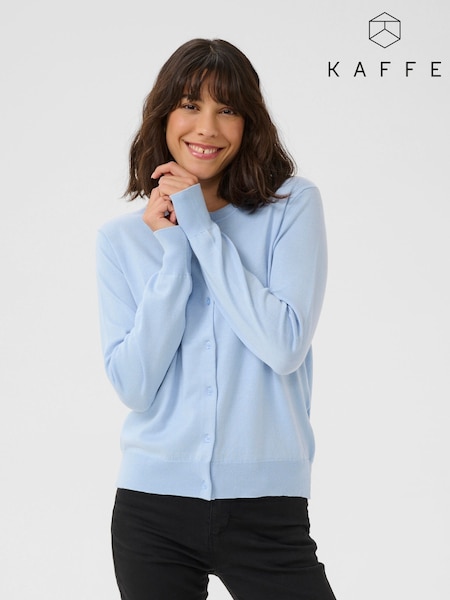 Kaffe Blue KAlizza Buttons Round Neck Cardigan (F43942) | £50