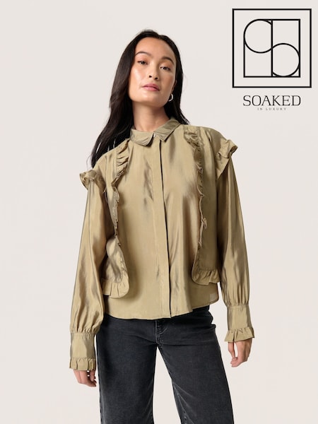 Soaked in Luxury Regular Fit Green SLKarolina Ruffles Shirt (F43944) | £90