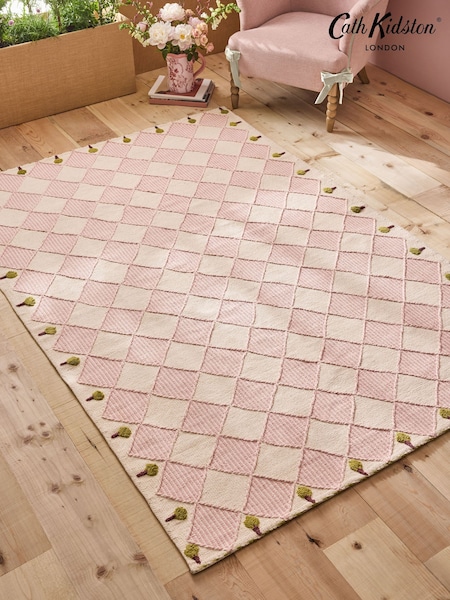 Cath Kidston Pink Diamond Flat Weave Rug (F43957) | £65 - £330