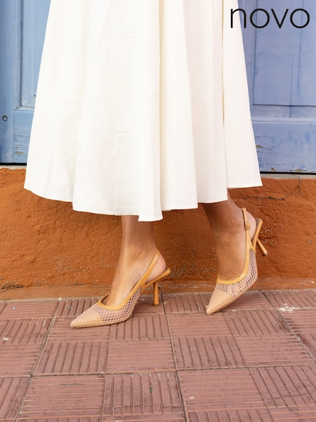 Novo Nude Wide Fit Ilona Mesh Point Slingback Courts (F44002) | £38