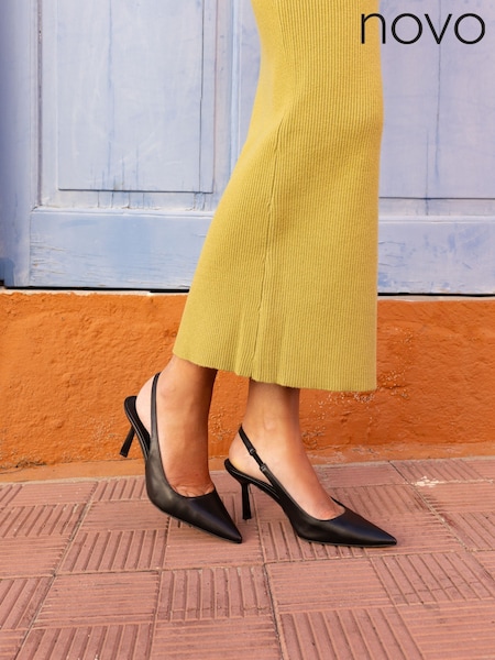 Novo Black Iraya Point Slingback Court Shoes (F44008) | £36