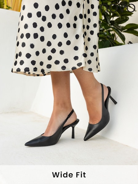 Novo Black Wide Fit Iraya Point Slingback Court Shoes (F44015) | £36