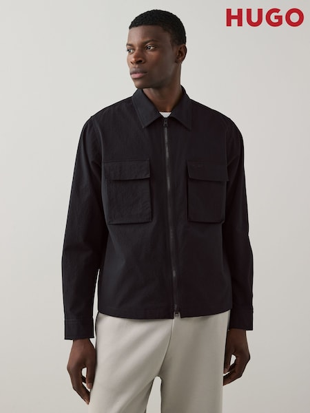 HUGO Black Zip Through Shirt (F44039) | £189