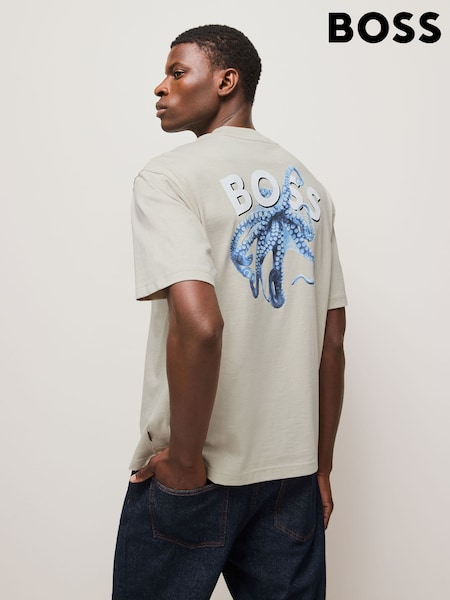 BOSS Brown 100% Cotton Relaxed-Fit Logo T-Shirt (F44050) | £69