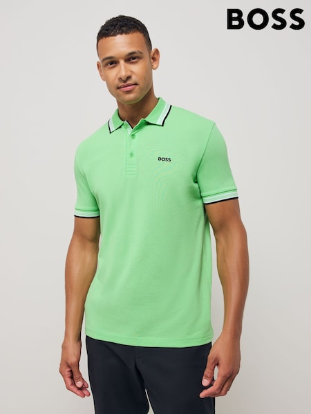 BOSS Green Regular Fit Paddy Tipped Collar Polo Shirt (F44054) | £89