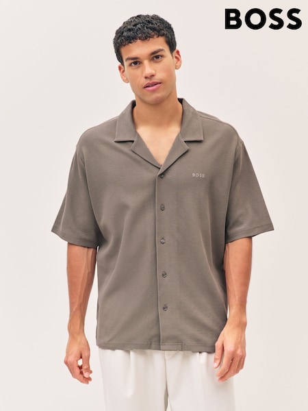 BOSS Brown Relaxed Fit 100% Cotton Logo Shirt (F44066) | £99