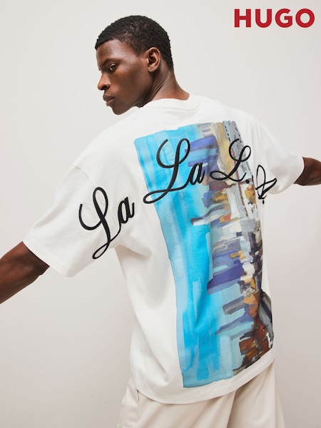 HUGO Natural 100% Cotton Palm Tree Back Graphic T-Shirt (F44071) | £79