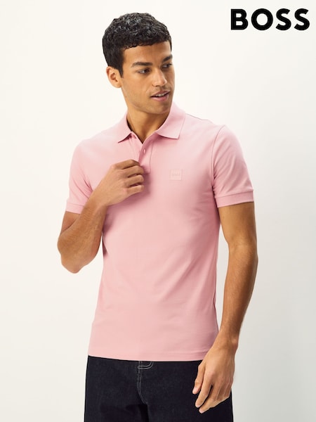 BOSS Pink Slim Fit Passenger Box Logo Polo Shirt (F44143) | £79