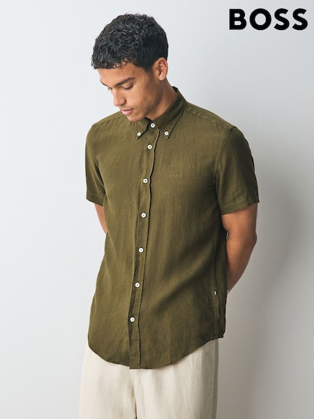 BOSS Green Slim Fit Roan 100% Linen Shirt (F44169) | £99