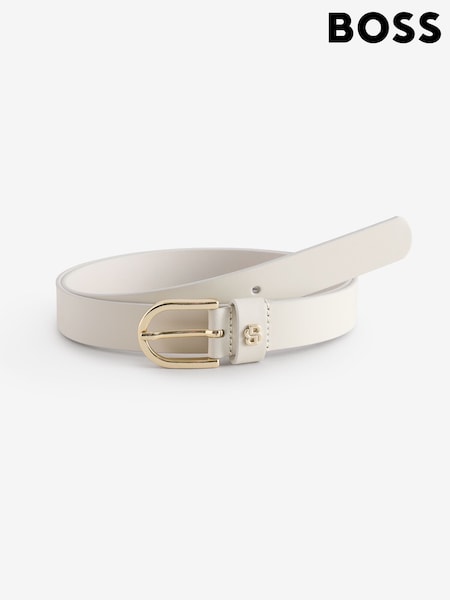BOSS White Scarlet Leather Belt (F44189) | £79