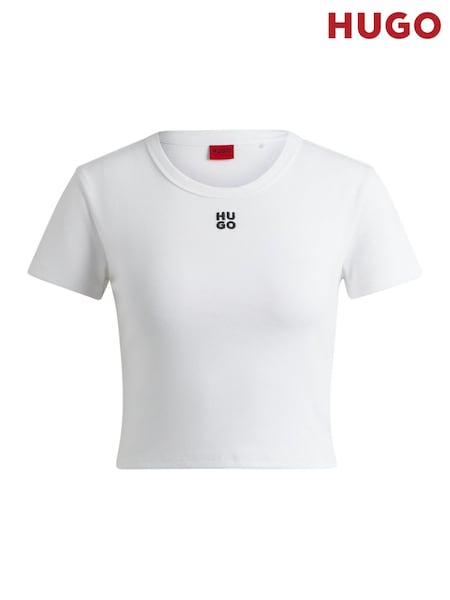 HUGO White Logo Cropped Baby T-Shirt (F44226) | £45