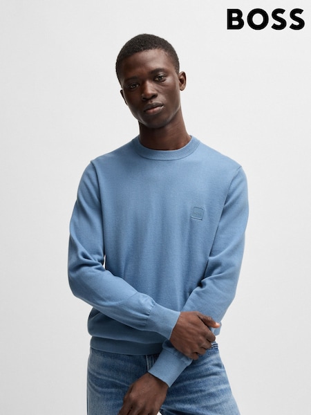 BOSS Blue Kanovano Regular-Fit Box Logo Jumper (F44243) | £119