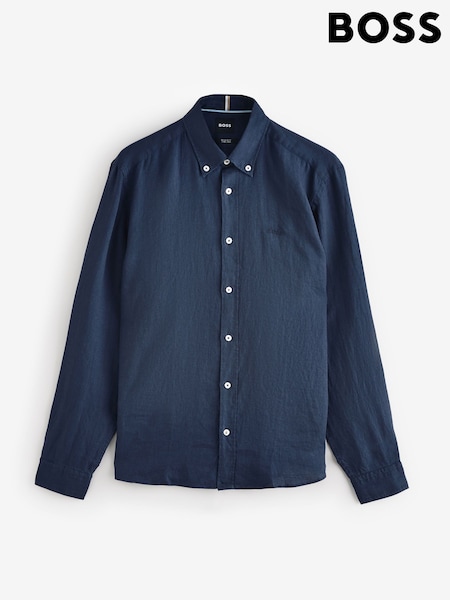 BOSS Blue Regular-Fit 100% Linen Shirt (F44269) | £119