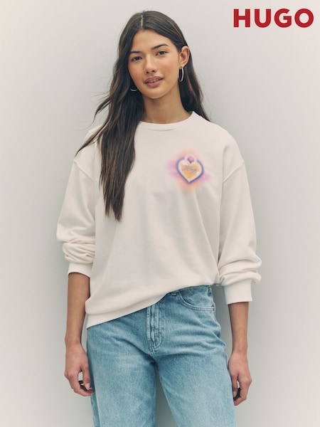 HUGO Natural Graphic Jersey 100% Cotton Sweatshirt (F44297) | £99