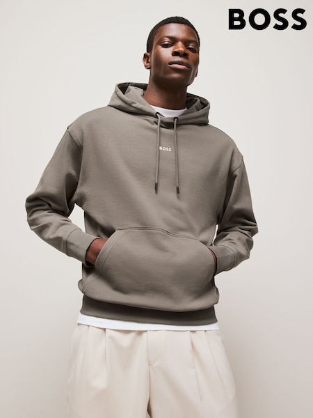 BOSS Brown Regular-Fit Logo 100% Cotton Hoodie (F44301) | £139